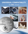 Universal compatibility with CR2016 3V Lithium Coin Cell Batteries 5 Pack Featuring A Rock Solid 10 Year Shelf Life.