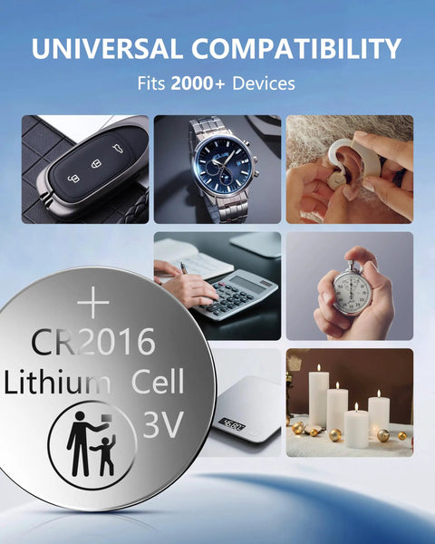 Universal compatibility with CR2016 3V Lithium Coin Cell Batteries 5 Pack Featuring A Rock Solid 10 Year Shelf Life.