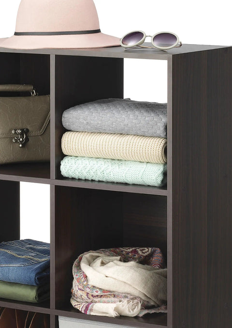 9 Cube Storage Organizer Shelf Unit for Living Room and Bedroom, 3 Tier Stackable MDF Wood Display Shelf, Open Cube Bookshelf
