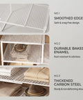 Heavy Duty Expandable Closet Shelf And Stackable Cabinet Organizer Set Black Adjustable Vertical Divider Rack showcasing sturdy carbon steel and baked enamel.