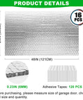Heavy Duty Pre Cut Garage Door Insulation Kit With Reflective Bubble Foil For Double Doors with 16 precut panels measuring 24x48 inches.
