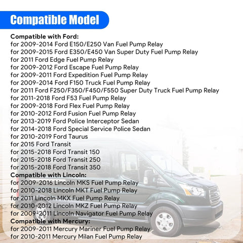 Fuel Pump Drive And Control Relay Module Fits Ford E150 E250 E350 E450 F150 2009 2014 And Lincoln MKS MKT 2009 2016 Mercury Milan Mariner 2009 2011 Replacement Part Plug And Play compatibility list