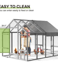 Walk In Wooden Chicken Coop For 10 To 12 Chickens With Large Outdoor Run Predator Proof Galvanized Mesh Covered Poultry Cage Includes Feeder And Easy Access Doors For Backyard Farm Or Yard Easy Clean Up