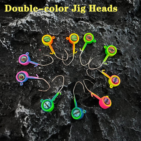 Crappie Jig Heads 40 Pack One Thirty Second Ounce Swimbait Jigs With V Sharp Barbed Hooks For Crappie And Bass Fishing High Carbon Steel Eye Clean No Paint Ready For Freshwater Angling displayed on rock surface