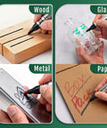 Extra Large Permanent Markers With Smooth As Butter Chisel Tips And Legit Fast Dry Waterproof Ink In Black Red Blue And Green For Crushing Through Cardboard Or Cranking Out Bold Labels With Zero Fade In This 12 Pack Bundle used on wood, metal, glass, and paper.
