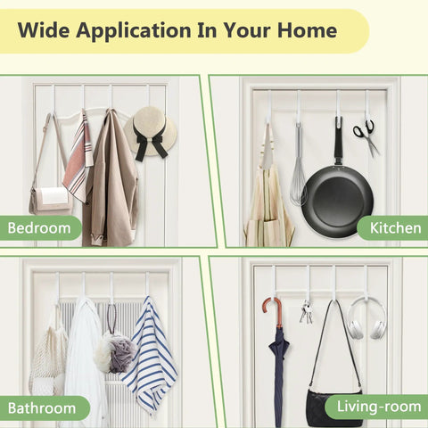 Over The Door Z Shaped Reversible Hooks For Clothes Coats Towels And Shoes Fits Doors With One And Three Eighths Inch Or One And Three Quarters Inch Widths Black 10 Pack used in various home settings: bedroom, kitchen, bathroom, living room.