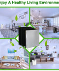 Replacement Filter Pack For Vornado Air Purifiers With H13 Main Filter MD1-0022 And Four Activated Carbon Pre-Filters set in living room.