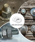 100 Piece Set Of 1/4 Inch Flat Washers Crafted From Top Shelf 316 Stainless Steel for securing bolts on various surfaces.