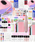 Three Color Acrylic Nail Powder Starter Kit With Electric Nail Drill And UV Light Pro Tools Set Including Nail Forms Files Buffers