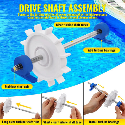 Beefed Up Pool Cleaner Rebuild Kit For Polaris 280 TR28P Zodiac with drive shaft assembly and turbine bearings