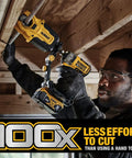Man using Copper Pipe Cutter And Impact Driver Attachment For Quick Change Cutting 4X Faster Copper Pipe Cuts 100X Less Effort Than Manual