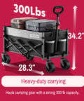 Collapsible Wagon Cart Foldable And Portable Rolling Shopping Cart With Wheels For All Terrain Use On The Go Heavy Duty