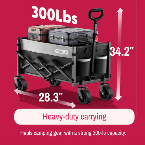 Collapsible Wagon Cart Foldable And Portable Rolling Shopping Cart With Wheels For All Terrain Use On The Go Heavy Duty