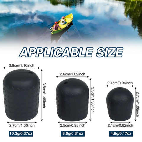 Durable Silicone Fishing Rod Butt Cap Cushion End Seat Protector For Rods And Tackle Gear Keeps Rod Safe In Muddy Water And Rocky Banks Thick Pads For Comfort Fits Large Medium Small Poles 6 Pack, size chart