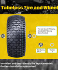 Two Pack 15x6.00-6 Tubeless Front Tire And Wheel Set For John Deere Riding Mowers With 3/4 In Bearings And 5/8 In Extras, 3 In Offset Hub, 4-Ply Heavy-Duty, Fits 100 And 300 Series tire with 3/4 in bearing and 5/8 in extra
