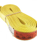 Industrial Nylon Endless Lifting Sling 2 Inch By 8 Feet USA Made rigging gear displayed coiled, ideal for heavy-duty hauling.