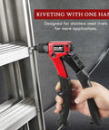 Heavy Duty Rivet Gun Kit With 4 Tool Free Interchangeable Heads And Carrying Case Includes 200 Rivets One Hand Pop Riveter