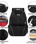 Front view of Insulated Lunch Backpack With Leakproof Cooler Compartment For Office Travel And College, anti-theft zippers, RFID pocket.