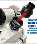 4 Inch To 2-1/2 Inch Dust Collection Reducer With Flexible Rubber Cuff attached to machine showing connection process