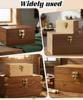 Hella Smooth Swing Arm Latches For Jewelry Boxes Top Shelf Antique Gold Clasps on various wooden boxes, showcasing versatile use.
