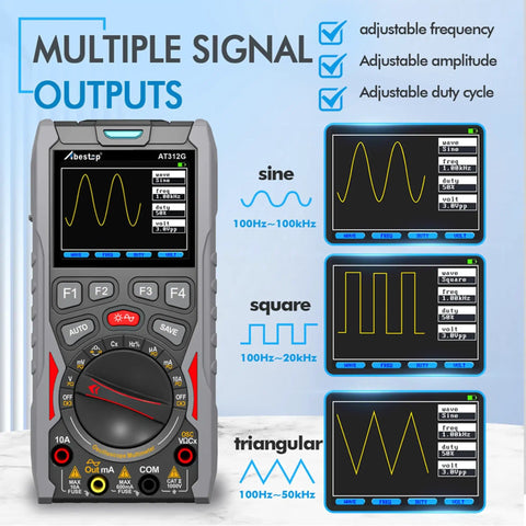 All In One Handheld Oscilloscope And Multimeter With Built In Signal Generator 12MHz Bandwidth 50MSa Per Second Sampling Voltage Tester