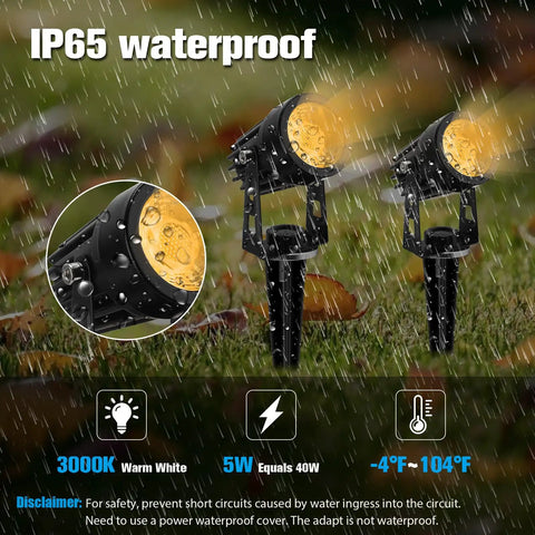 Outdoor Uplight Landscape Spotlight Kit With Transformer, 6 Pack Low Voltage Garden Lights IP65 Waterproof on grass