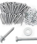 Heavy Duty Wood Lag Screws Kit With 100 Hex Head Lag Screws And Washers For Wood, Three Eighths Inch By 3 Inch, Hot Dip Galvanized