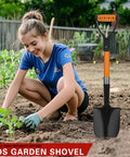 28 Inch Mini Garden Shovel with Fiberglass Handle and D Grip, Lightweight Alloy Steel Head for Kids in a garden setting