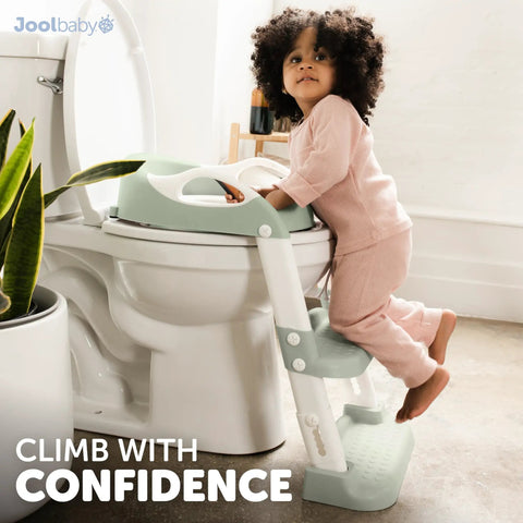 Tot Potty Training Seat With Two Step Ladder And Splash Guard Adjustable Height Bathroom Stool For Kids Hecka Easy Independent Toilet Setup In Nifty Sage