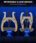 Beefy Heavy Duty Gear Puller Set 3 Inch 4 Inch 6 Inch 8 Inch 3 Jaw Puller Kit with reversible jaw design for external and internal use.