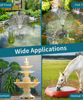 8W Solar Pond Filter With Built In 3600mAh Battery Backup And Water Pump For Ponds Fish Tanks Bird Baths Waterfall Garden DIY Water Feature in multiple settings
