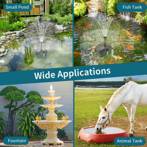 8W Solar Pond Filter With Built In 3600mAh Battery Backup And Water Pump For Ponds Fish Tanks Bird Baths Waterfall Garden DIY Water Feature in multiple settings