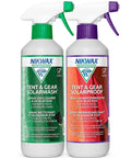 Targeted Duo Pack 500ml SolarWash And SolarProof Cleaning And Waterproofing Spray bottles for tents, backpacks, and outdoor gear.