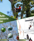Arborist Slingshot Throw Line Rope Launcher in use for tree trimming, decorating, and ski lift evacuation scenarios.