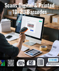 Person using 2D USB Wired Barcode Scanner With Plug And Play Setup For 1D And 2D Codes in retail or office setting