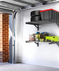 Heavy Duty Garage Wall Shelves 2 Pack Wall Mounted Storage Shelves Black Holds Up To 800 Lbs And Made From Rust Resistant Steel