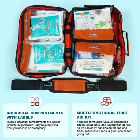 435 Piece First Aid Kit With CPR Essentials And Gauze Grab And Go Ready With Organized Compartments For Easy Access
