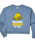 Relaxed Fit Black Crop Sweatshirt For Warehouse Workers With Hard Hat Pallet Vibe Soft Washed US Cotton Comfort Colors Style