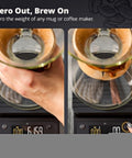 0.1g Precision Digital Coffee Scale With Timer For Pour Over And Espresso, displaying zeroing function with Chemex on scale