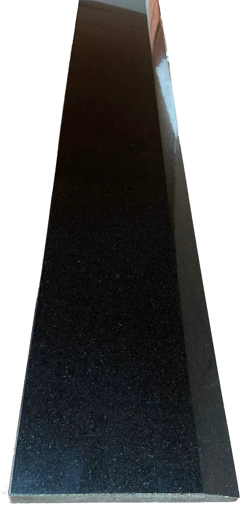 Hollywood Beveled Absolute Black Granite Doorway Threshold Tile With Marble Saddle Polished Finish Maintenance Free 6x36 inches