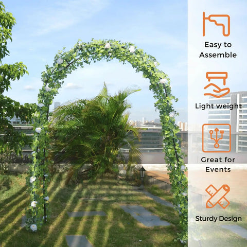 Garden Arch Arbors For Outdoor Climbing Plants Black Metal Trellis Arch Kit With Adjustable Widths From 4.6 To 7.5 Feet.