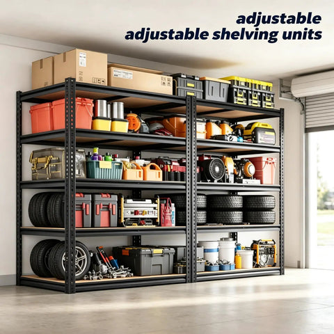 Heavy Duty Garage Shelving Unit 72 By 36 Inches Featuring Matte Black Steel Frame And Thick Mdf Shelves For Tool Organization Basement Storage Or Workshop Use A Total Storage Beast That Takes Any Load Like No Sweat