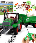 Epic Remote Control Tractor Toy Set With Trailer And Light Up Farm Vehicle Includes 10 Realistic Farm Animals Fences Trees