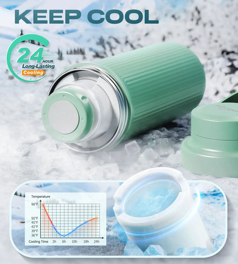Mama Approved Portable Breast Milk Cooler Bottle includes insulated cap, keeping pumped milk cold on the go with 24-hour cooling.
