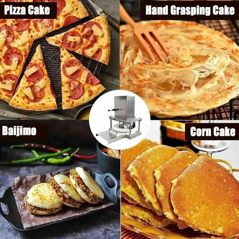 Heavy Duty Electric Pizza Dough Press Machine Stainless Steel Roll Out Tool For Homemade Pastries Squeeze Lever Design and Smooth Power Action