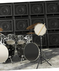 Heavy Duty Tripod Drum Stand And Snare Rack Holder Featuring Non Slip Base For Rock Solid Practice Routines In Sleek Black Finish.