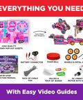 Cool Girls Engineering Kit for Kids Aged 8 and Up With Catapult Machine, Race Car Build, and Scribbling Robot - Hands-On STEM Fun for Young Makers, Ideal Birthday Gift or Holiday Surprise. parts set