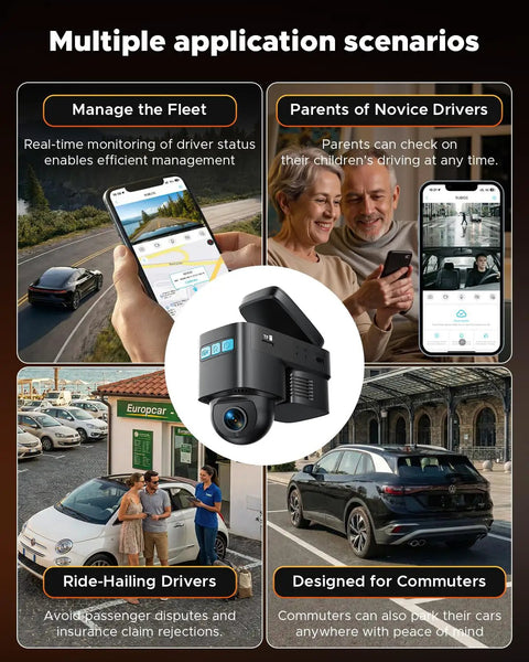 4G LTE Cellular Dash Cam With Live Streaming And GPS Tracking, Pro Grade Dual Car Security Cameras for safety and monitoring