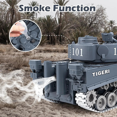 1 18 Scale Alloy German Tiger I RC Tank With Smoke Lights And Realistic Dope Sounds 2 4 GHz Remote Control Military