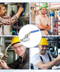 Collage of tradesmen, 4 Pack Full Port Ball Valve One Half Inch NPT Male To Female 304 Stainless Steel in center